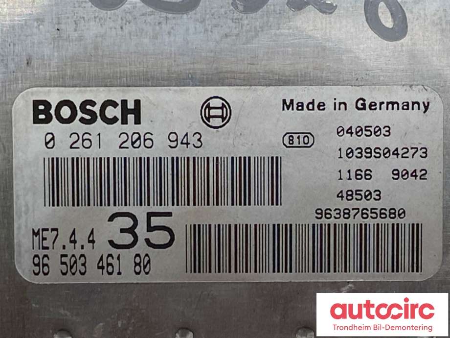 Styreenhet motor til Peugeot 307 2001-2004 (Fase 1)  (9650346180|1940 61|1940 62)