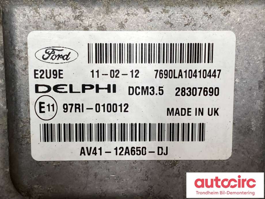 Styreenhet motor til Ford Kuga 2008-2012 (Type I)  (DELPHI|1802711|AU71-12A650-AC|)