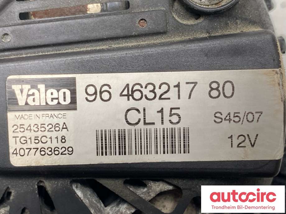 Dynamo diesel til Peugeot 207 2006-2012  (VALEO|5705 AS|5705 NH|)