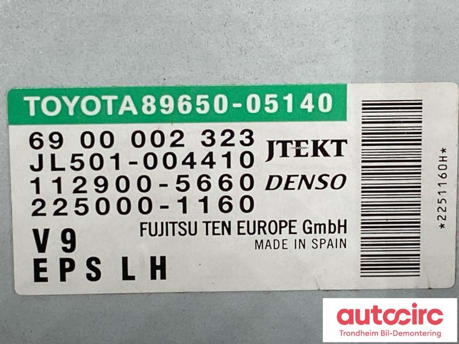 Styreenhet servo til Toyota Avensis 2009-2015 (Type III, Fase 1) (DENSO|8965005140|1129005660|)