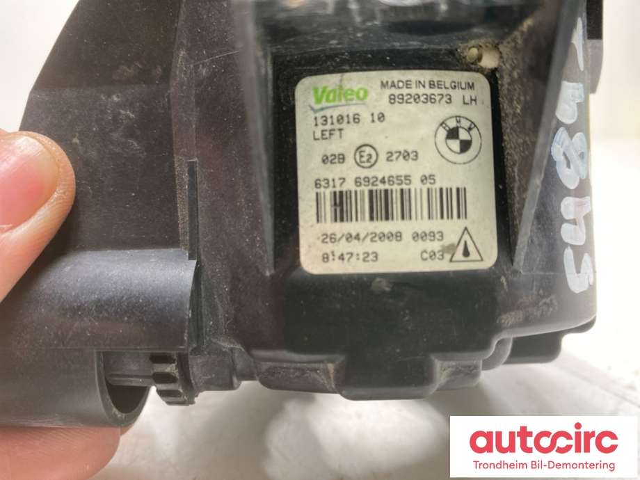 Tåkelykt venstre foran til BMW X3 2007-2010 (Fase 2) (E83) (E83) (VALEO|63 17 6 924 655|)