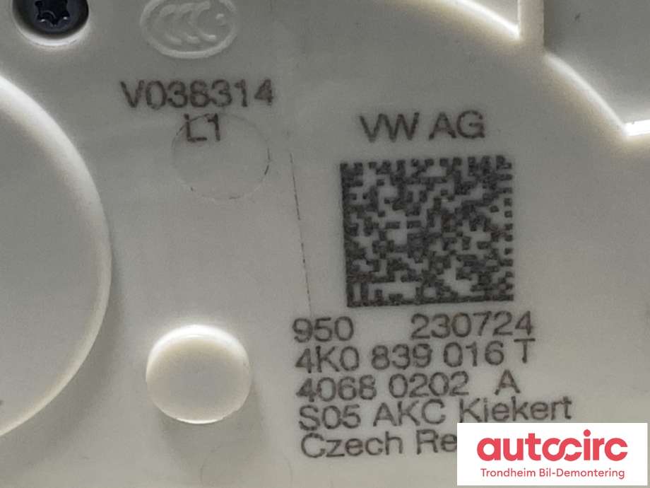 Låsekasse høyre bak til VW ID.4 2020-->>  (4K0 839 016 T|)