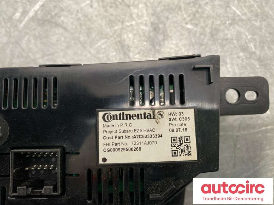 Varmeapparat betjening til Subaru Outback 2009-2014 (Type IV) (72311AJ070|)