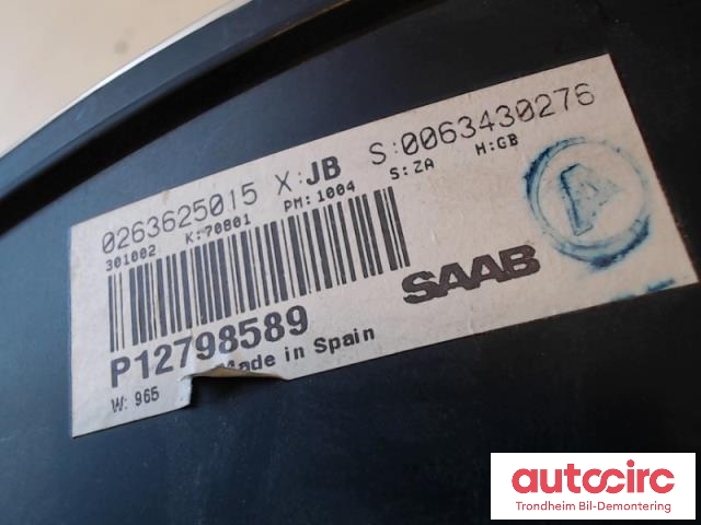 Instrumentpanel til Saab 9-3 2003-2007 (Type II, Fase 1)  (SAAB|0263625015 X|P12798589|)