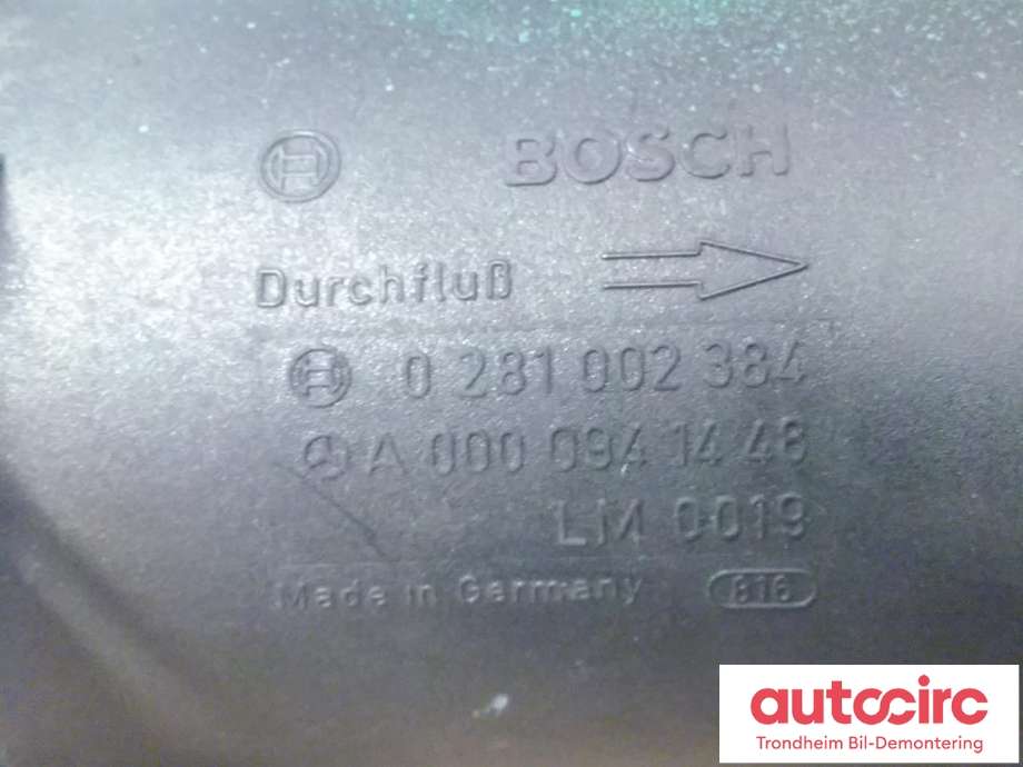 Luftmengde/luftmassemåler til Mercedes C-Klasse 1993-2000 (W202) (W202) (BOSCH|A0000941448|0281002384|)