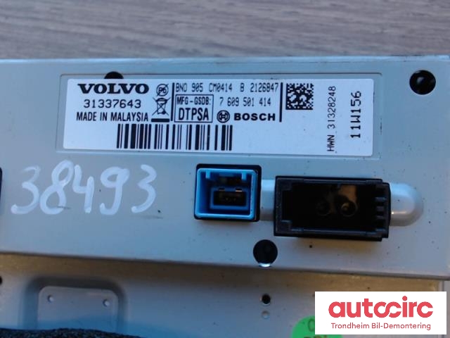 Bilstereo navigasjon til Volvo S60 2010-2014 (Type II, Fase 1)  (BOSCH NAVI SKJERM|36050609|31337643|7609501414)