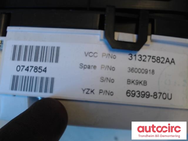Instrumentpanel til Volvo S60 2010-2014 (Type II, Fase 1) (YAKAZI METER|36001836|31327582AA|)
