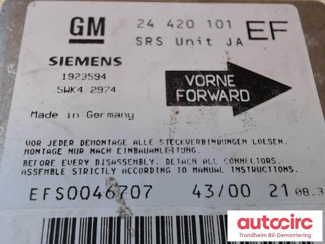 Styreenhet airbag hovedsensor til Opel Omega B 2000-2004  (SIEMENS|9195754|1923594|)