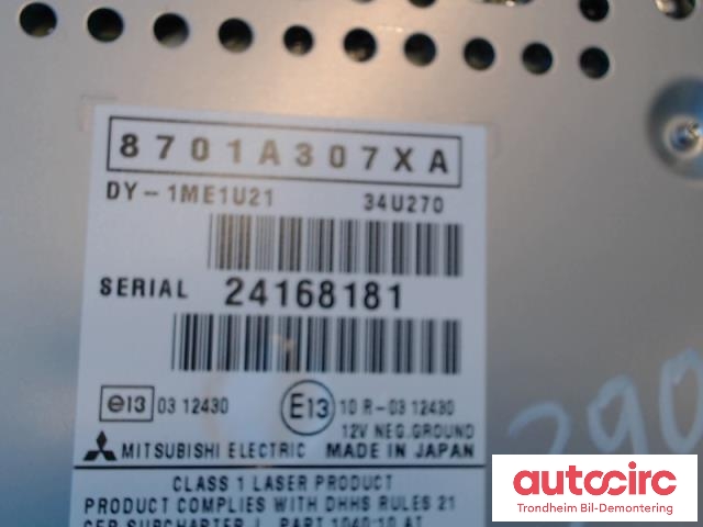 Bilstereo til Mitsubishi i-MiEV 2010-->>  (MITSUBISHI ELECTRIC|8701A307XA|)