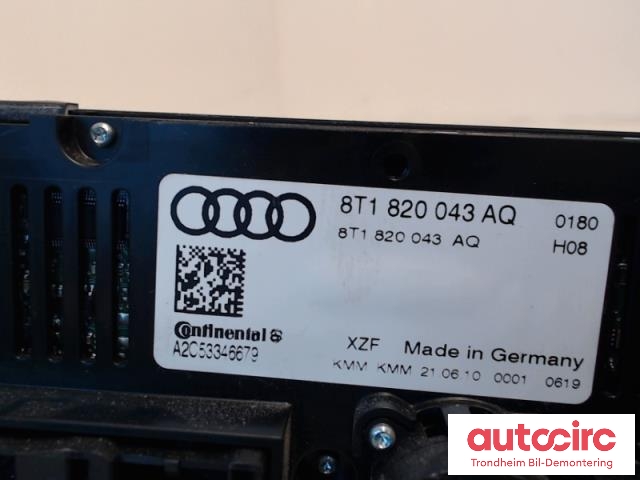 Varmeapparat betjening til Audi Q5 2008-2012 (Type I, Fase 1)  (....|8T1820043AQ|8T1820043AK|)