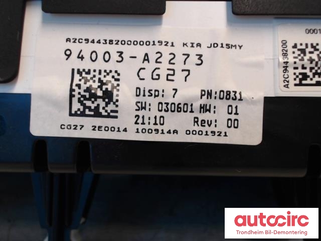 Instrumentpanel til Kia Cee