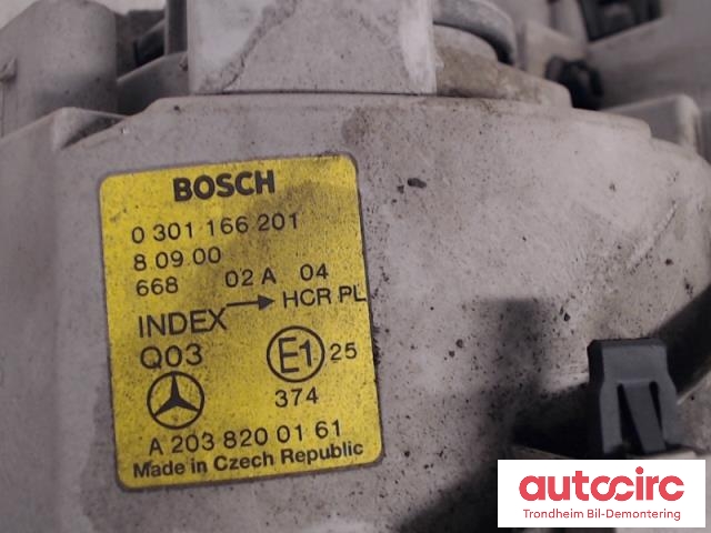 Frontlykt venstre halogen til Mercedes C-Klasse 2000-2004 (Fase 1) (W203) (W203) (BOSCH|A2038200161|A 203 820 01 61|0301166201)