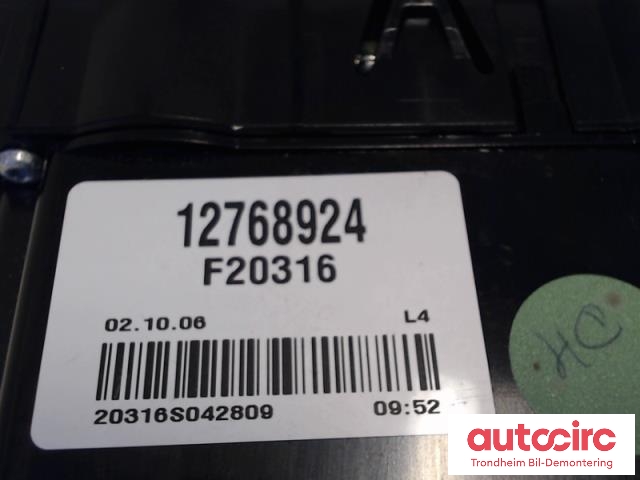Varmeapparat betjening til Saab 9-5 2006-2010 (Type I, Fase 3)  (12768924|)