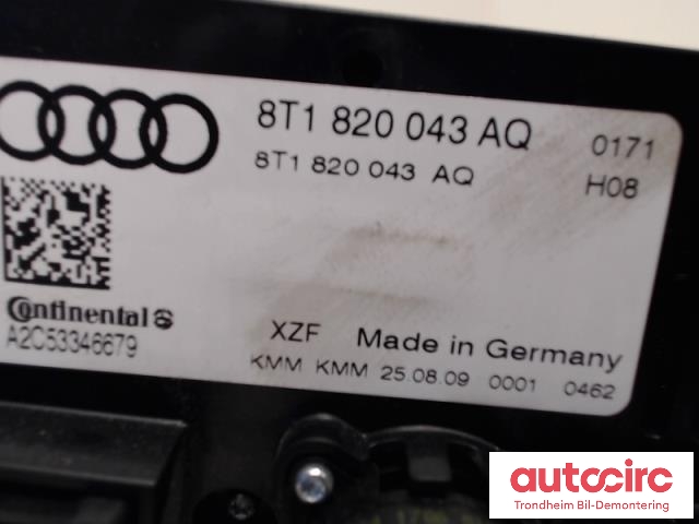 Varmeapparat betjening til Audi A4, Allroad 2009-2016 (Type I) (B8) (B8) (..|8T1820043AQ|8T1820043AK|)