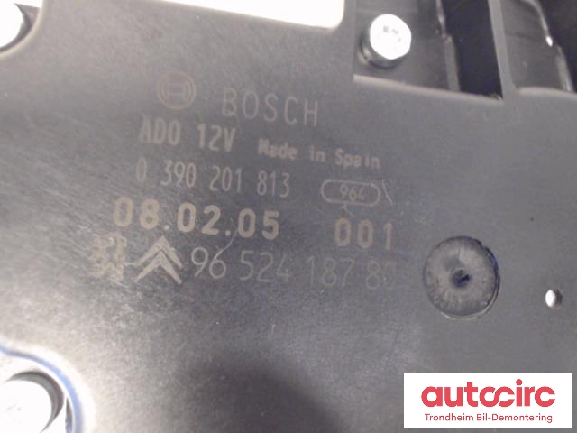 Viskermotor bakrute til Peugeot 207 2006-2012  (BOSCH|9652418780|0390201813|6405AN)