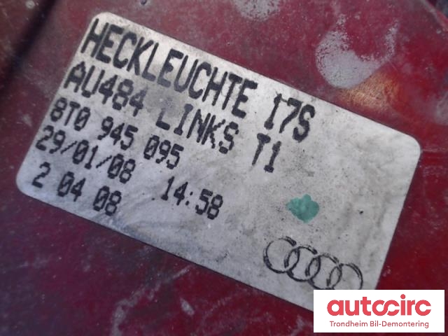 Baklykt venstre ytre til Audi A5 2007-2016 (Type I) (2D COUPE|8T0945095|)