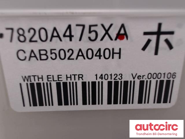 Varmeapparat betjening til Mitsubishi Outlander 2012-2015 (Type III, Fase 1)  (..|7820A475XA|CAB502A040H|)