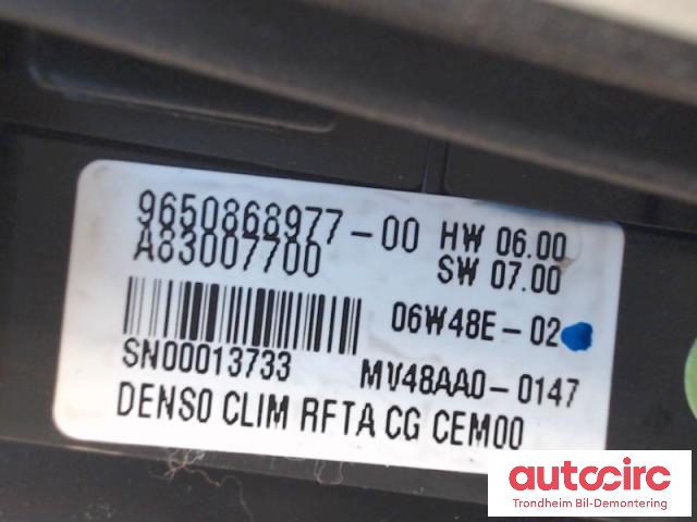 Varmeapparat betjening til Citroën C4, Picasso 2006-2013 (Type I) (DENSO|9650868977|A83007700|6451WR)