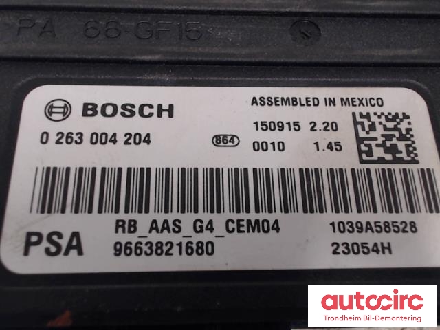 Styreenhet parkering til Peugeot Partner 2015-2019 (Type II, Fase 2)  (BOSCH|9663821680|0263004204|1613584180)