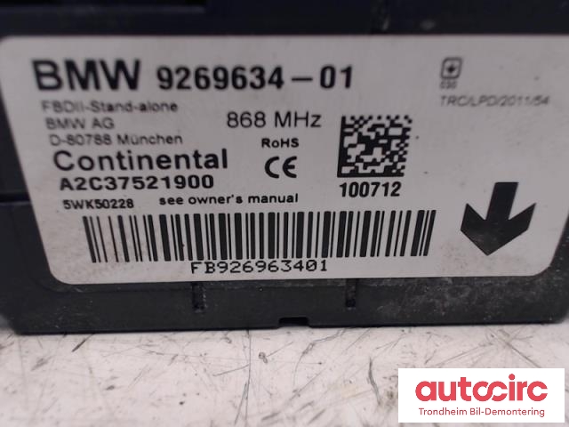 Styreenhet diverse til BMW 3-Serie 2012-2018 (F30/F31/F34) (F30/F31/F34) (CONTINENTAL|9269634-01|A2C37521900|61316817932)