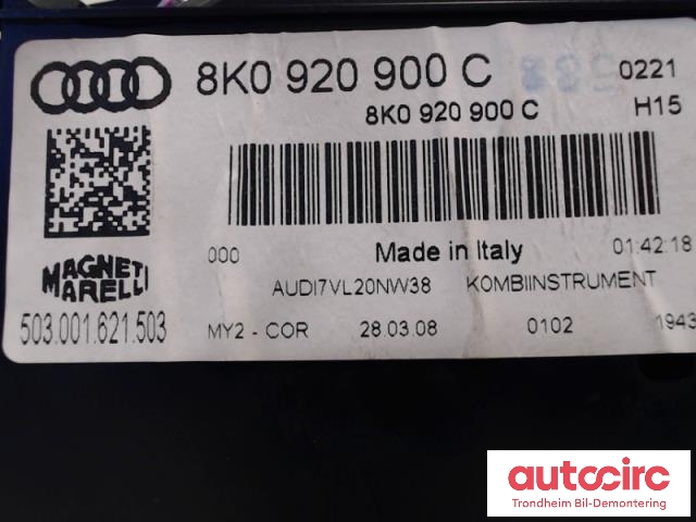 Instrumentpanel til Audi A4 2007-2014 (Type IV) (B8) (B8) (MAGNETI MARELLI|8K0920900C|8K0920900DX|503.001.621.503)