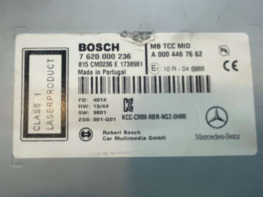 Multimedia display (MCU - Media Controller Unit) til Lastebil Mercedes Actros 4 2011-2018  (MERCEDES-BENZ|A0004467662|7620000236|)