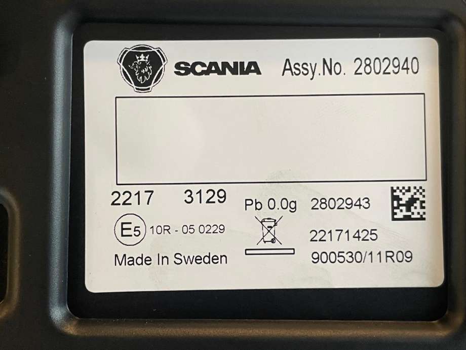Instrumentpanel til Lastebil Scania LPGRS-Serie G 2018-->>  (SCANIA|3165900|3139223|2802940)