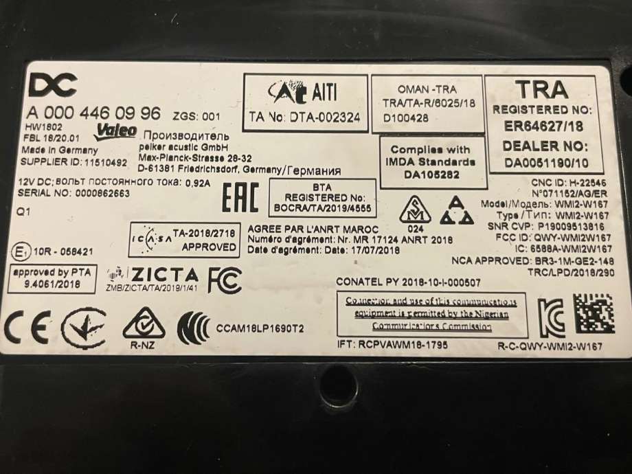 Dashbord trådløs mobillader til Lastebil Mercedes Actros 5 2019-->>  (MERCEDES-BENZ|A0004460996|)