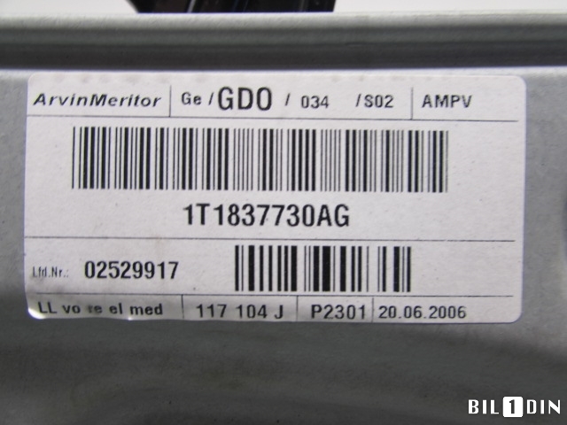Ruteheis til VW Touran 2003-2006 (Type I, Fase 1) (VOLKSWAGEN|1T1837730AG|1350603|1T0035411J)