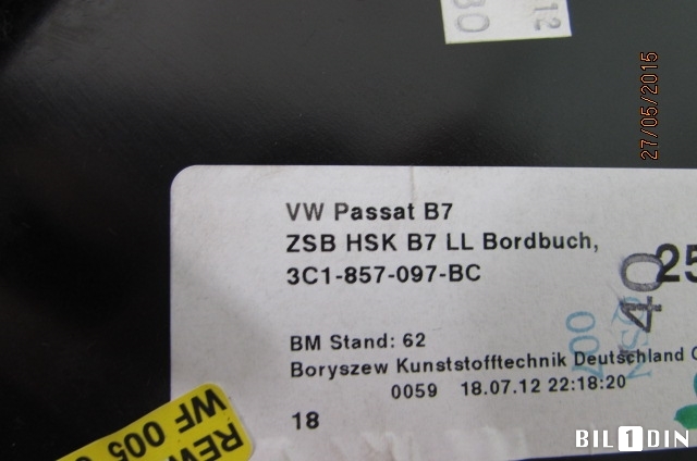 Hanskerom til VW Passat 2011-2015 (B7) (B7) (VOLKSWAGEN|3C1857097BC|3C1857114E|)