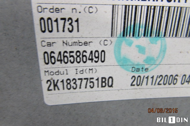 Ruteheis til VW Caddy 2004-2010 (Type III, Fase 1) (VOLKSWAGEN|2K1837751BQ|)