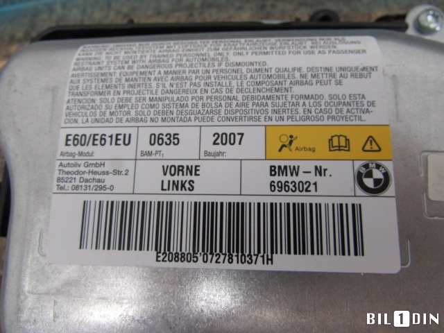 Airbag sidepute venstre til BMW 5-Serie 2003-2010 (E60/E61) (E60/E61) (BMW|601190401F|6963021|)