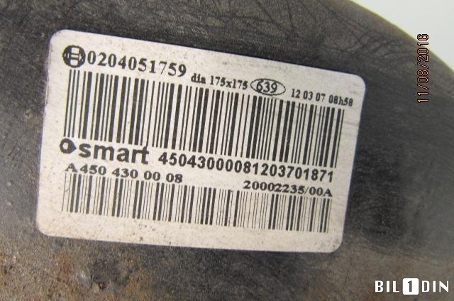 Bremsekraft-forsterker til Smart Fortwo 1999-2007 (Type I) (W450) (W450) (SMART|A4504300008|0204051759|)