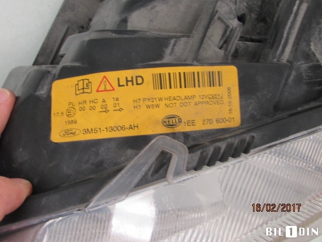 Frontlykt venstre halogen til Ford C-Max 2003-2007 (Type I, Fase 1) (FORD|3M5113006AH|)