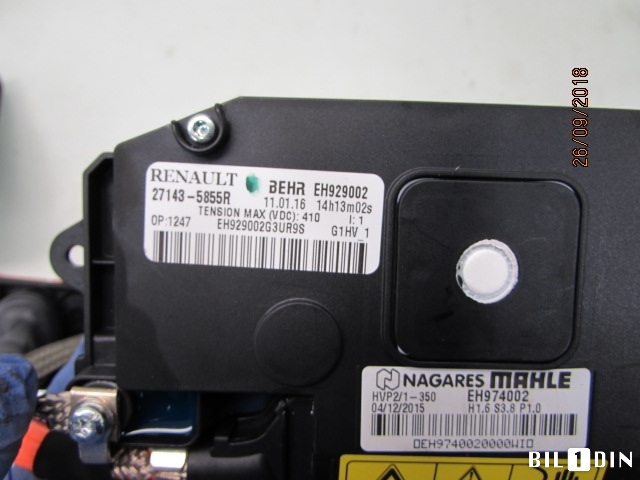 Varmeapparat register til Renault Zoe 2013-2019 (Fase 1) (RENAULT ZOE|271435855R|)