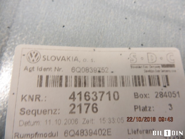 Ruteheis til VW Polo 2005-2009 (Type IV, Fase 2)  (VOLKSWAGEN|6Q0839752|)