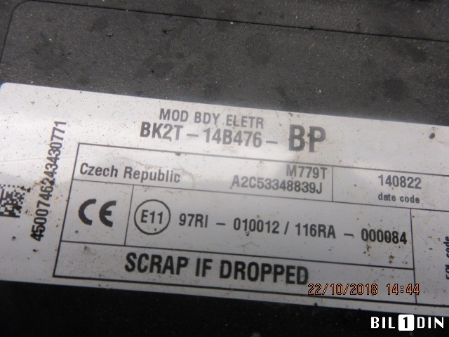 Sikringsboks til Ford Transit Custom 2013-2023 (Type I)  (FORD|BK2T14B476B|)