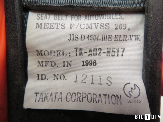 Sikkerhetsbelte foran venstre til Mitsubishi Lancer 1996-2003 (MITSUBISHI Lancer EvoIV|MR748243|TKAB2N517|MN29Z09)