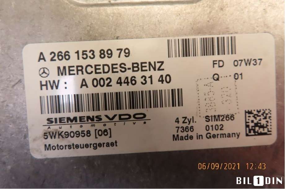 Styreenhet motor til Mercedes A-Klasse 2005-2012 (W169) (W169) (MERCEDES|A0024463340|5WK90958|A2661538979)