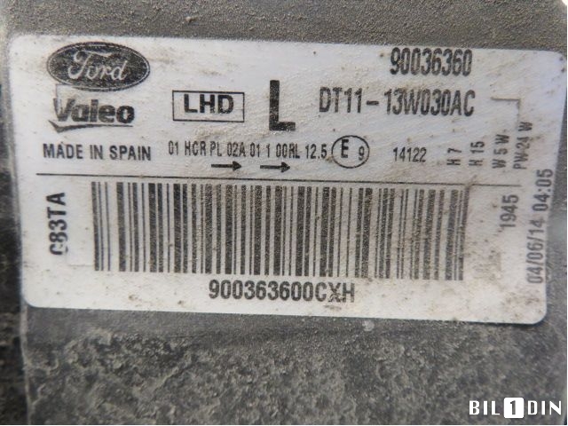 Frontlykt venstre halogen til Ford Transit Connect 2013-2018 Type II, Fase 1  (FORD|1827690||DT1113W030AC)