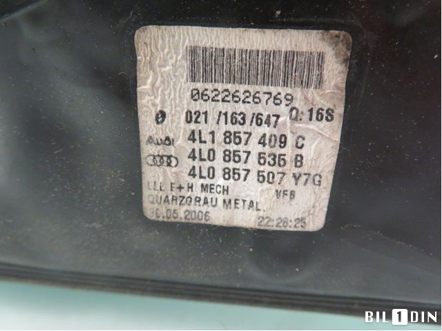 Speil venstre til Audi Q7 2006-2010 (Type I, Fase 1)  (AUDI|4L1857409Q||4L1857409C)