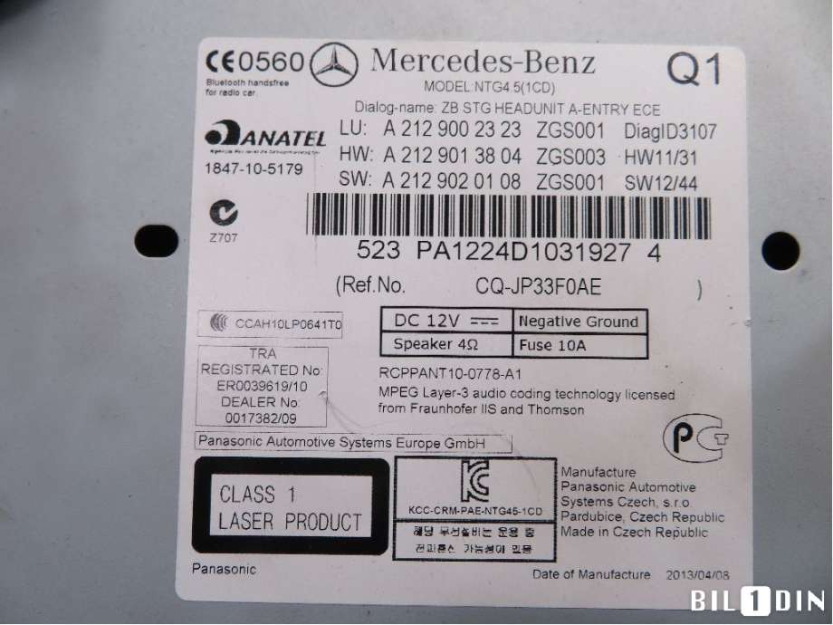 Multimedia display (MCU - Media Controller Unit) til Mercedes E-Klasse 2013-2016 (Fase 2) (W212) (W212) (MERCEDES|A2129009716|)
