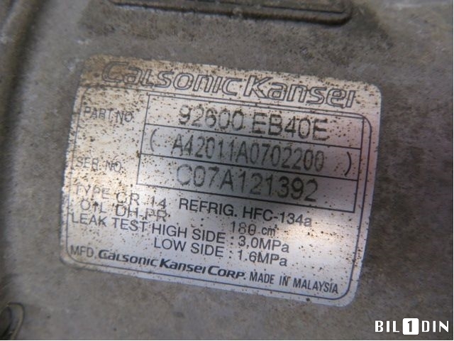 Aircondition kompressor til Nissan Navara 2005-2010 (Fase 1) (D40) (D40) (NISSAN|92600EB40B|92600EB40E|)