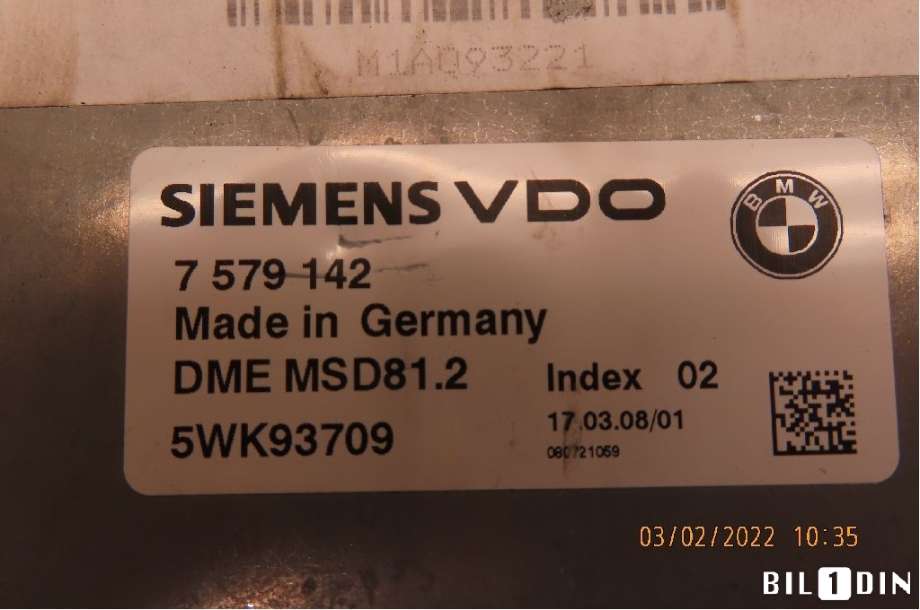 Styreenhet motor til BMW 3-Serie 2005-2011 (E90/E91/E92/E93) (E90/E91/E92/E93) (BMW|12147579144|7579142|)
