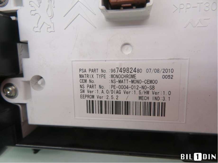 Instrumentpanel til Peugeot 5008 2010-2017 (Type I)  (PEUGEOT|9666626080|9676614680|9674982480)