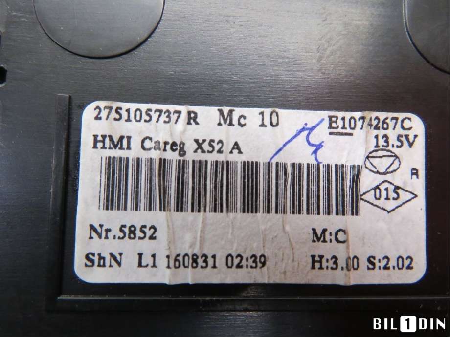 Varmeapparat betjening til Opel Vivaro B 2014-2019  (OPEL|93459407|275105737R|)
