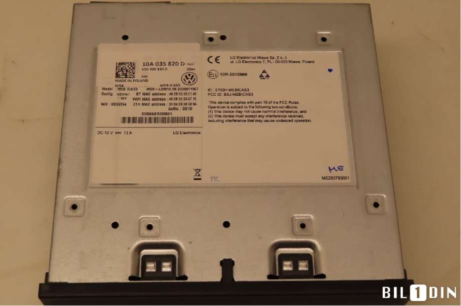 Bilstereo diverse til VW ID.3 2020-->>  (VOLKSWAGEN|10A035820E||10A035820D)