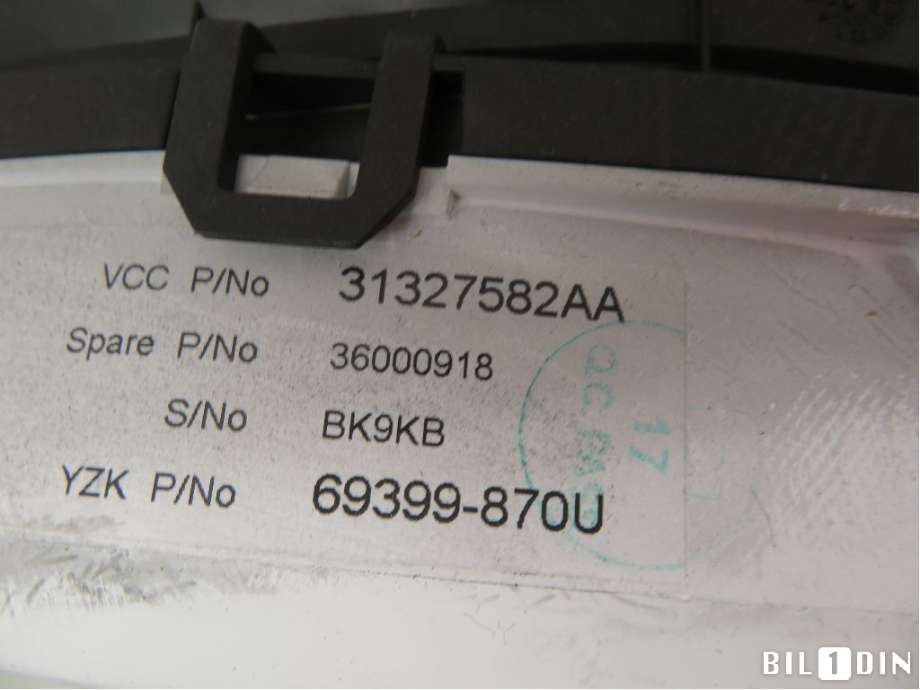 Instrumentpanel til Volvo XC70 2008-2013 (Type II, Fase 1)  (VOLVO|36001834|31327582AA|)