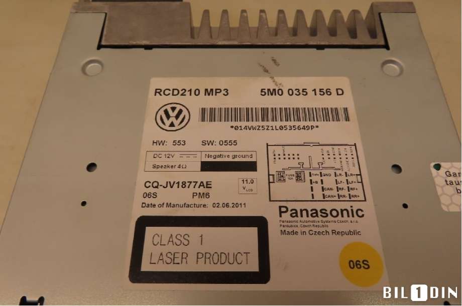 Bilstereo til VW Polo 2009-2014 (Type V, Fase 1)  (VOLKSWAGEN|5M0057156D|)