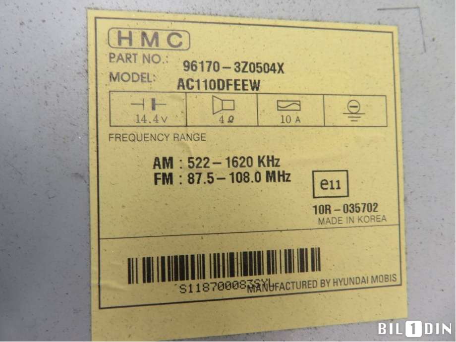 Bilstereo til Hyundai i40 2012-2017  (HYUNDAI|961703Z0504X|)